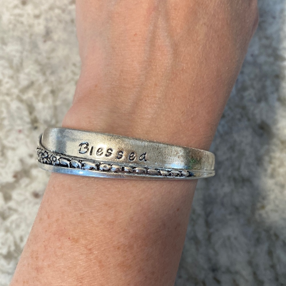 Plunder Silver 'Blessed' Bangle Bracelet